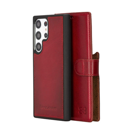 Magic Abnehmbar Leder Wallet Case für Samsung Galaxy S23 Ultra aus echtem Leder