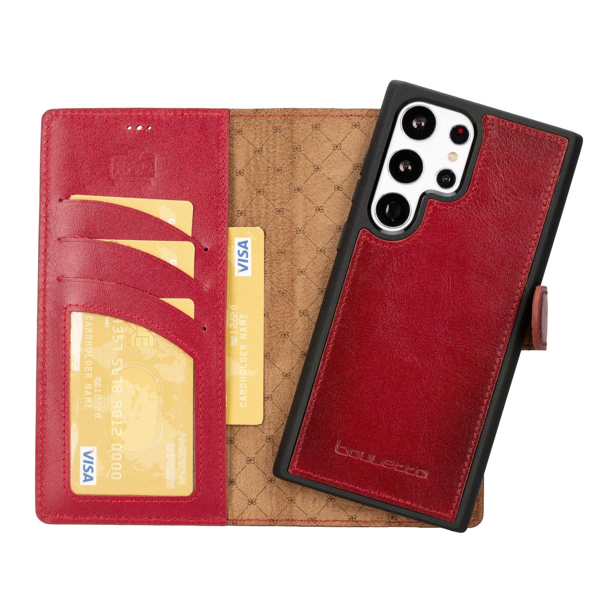 Magic Abnehmbar Leder Wallet Case für Samsung Galaxy S23 Ultra aus echtem Leder