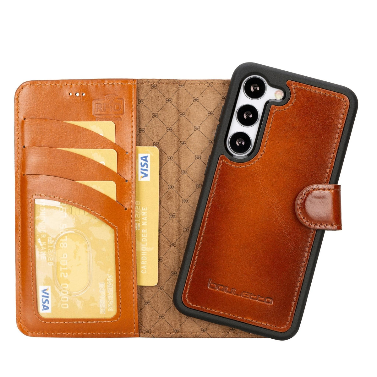 Magic Abnehmbar Leder Wallet Case für Samsung Galaxy S23 aus echtem Leder