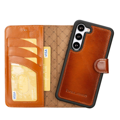 Magic Abnehmbar Leder Wallet Case für Samsung Galaxy S23 aus echtem Leder