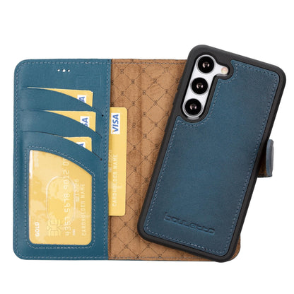 Magic Abnehmbar Leder Wallet Case für Samsung Galaxy S23 aus echtem Leder