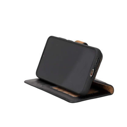 Magic Abnehmbar Leder Wallet Case für Samsung Galaxy S23 aus echtem Leder
