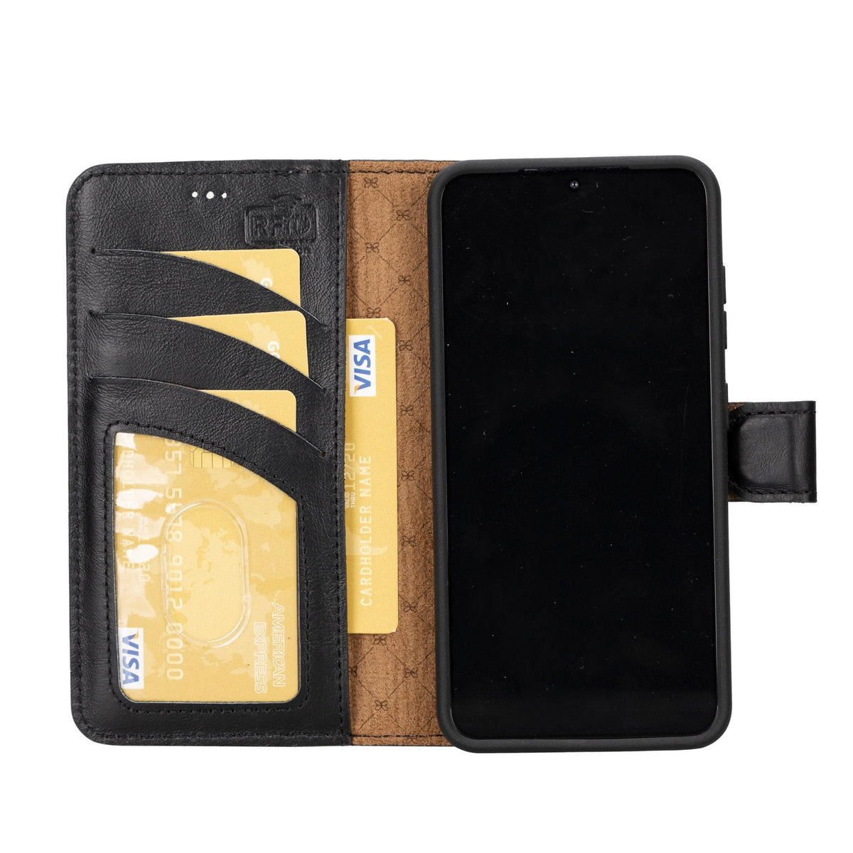 Magic Abnehmbar Leder Wallet Case für Samsung Galaxy S23 aus echtem Leder