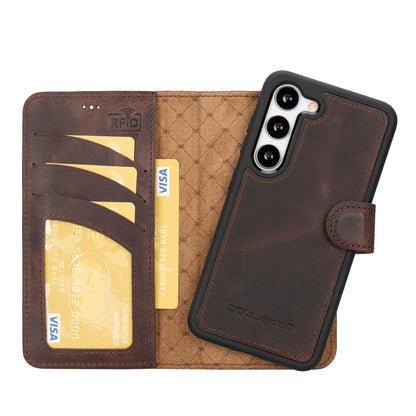 Magic Abnehmbar Leder Wallet Case für Samsung Galaxy S23 Plus aus echtem Leder