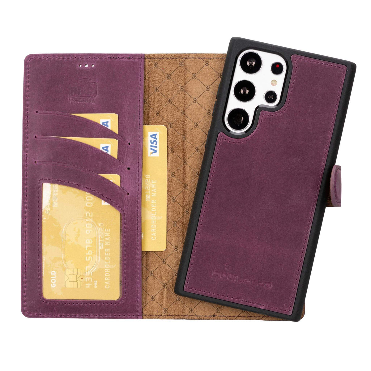 Magic Abnehmbar Leder Wallet Case für Samsung Galaxy S23 aus echtem Leder