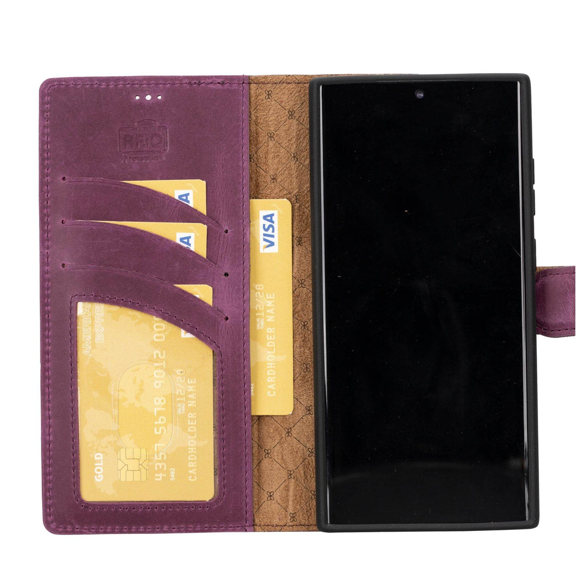 Magic Abnehmbar Leder Wallet Case für Samsung Galaxy S23 aus echtem Leder