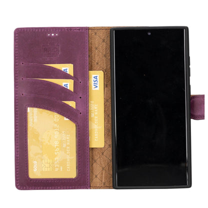 Magic Abnehmbar Leder Wallet Case für Samsung Galaxy S23 aus echtem Leder