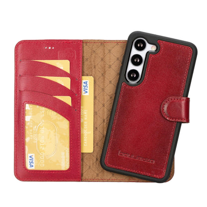 Magic Abnehmbar Leder Wallet Case für Samsung Galaxy S23 aus echtem Leder