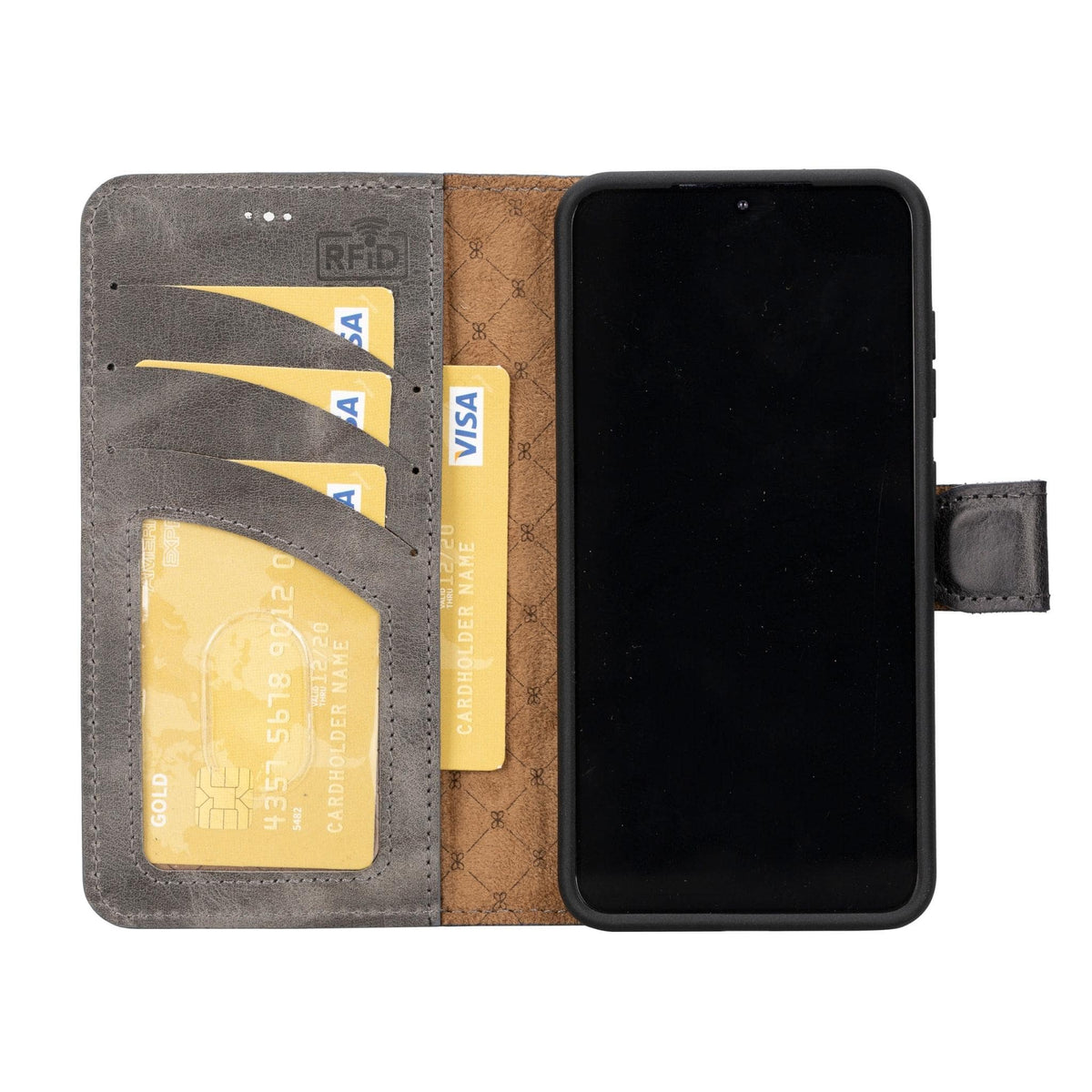 Magic Abnehmbar Leder Wallet Case für Samsung Galaxy S23 aus echtem Leder