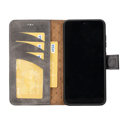 Magic Abnehmbar Leder Wallet Case für Samsung Galaxy S23 aus echtem Leder