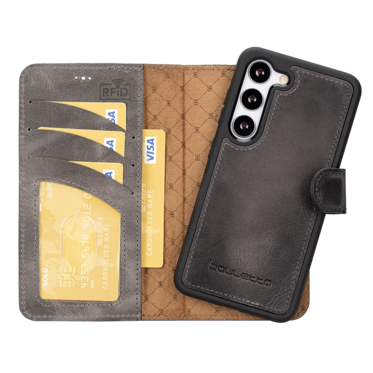 Magic Abnehmbar Leder Wallet Case für Samsung Galaxy S23 Ultra aus echtem Leder