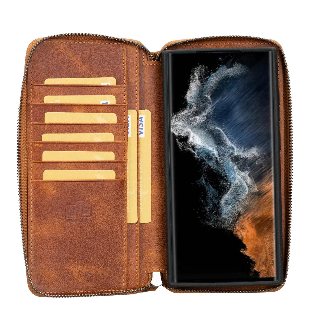 Bouletta Samsung Galaxy S24 Series Zippered Leather Wallet Cases - PMW