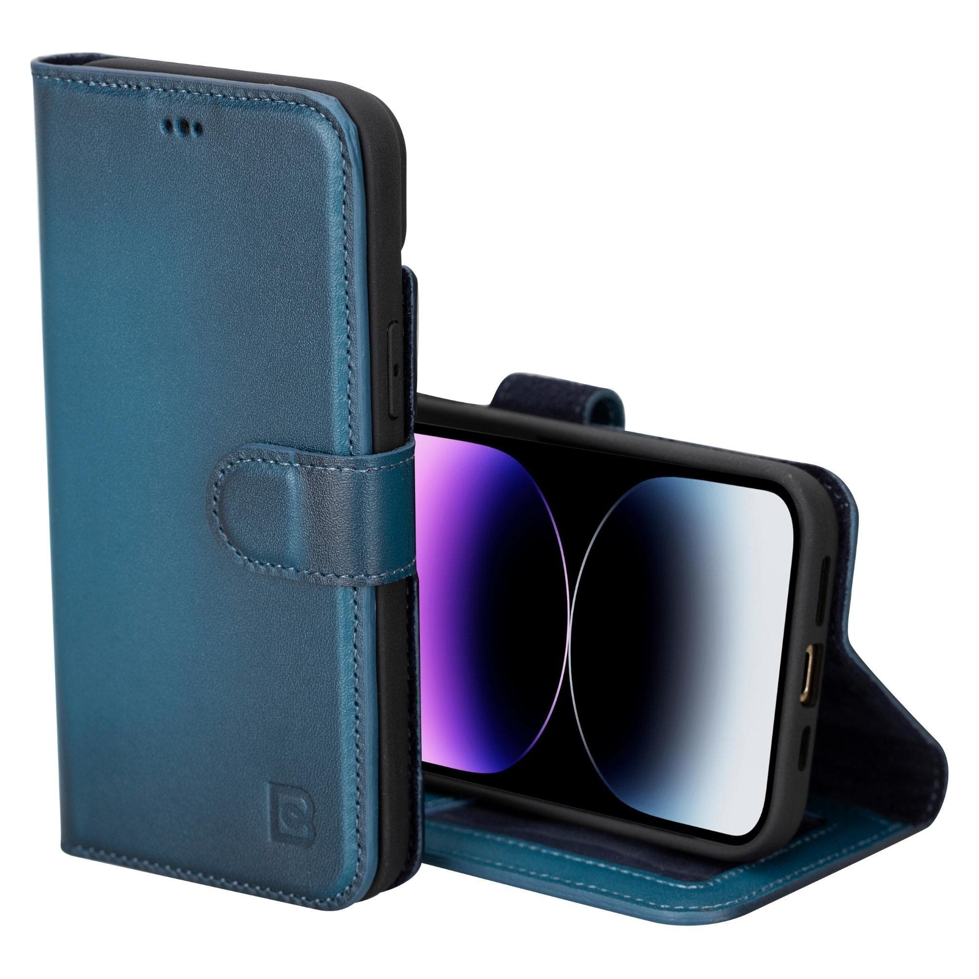 Magic Abnehmbar Leder Wallet Case für iPhone 15 Plus aus echtem Leder in Rot